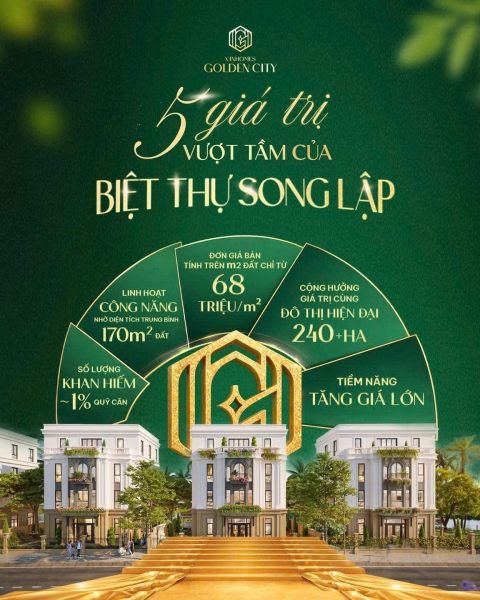 5 giá trị vượt tầm của sản phẩm Biệt thự song lập Vinhomes Dương Kinh